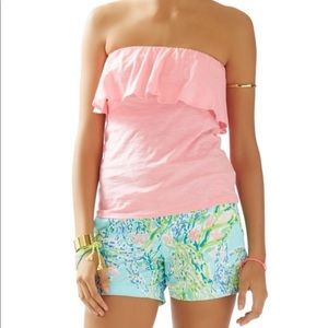 Lilly Pulitzer Wiley Ruffle Tube Top Size Small